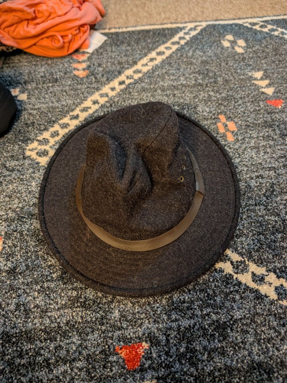 Filson Wool Packer Hat 100% Virgin Wool Charcoal Leather Band Heritage Outdoors